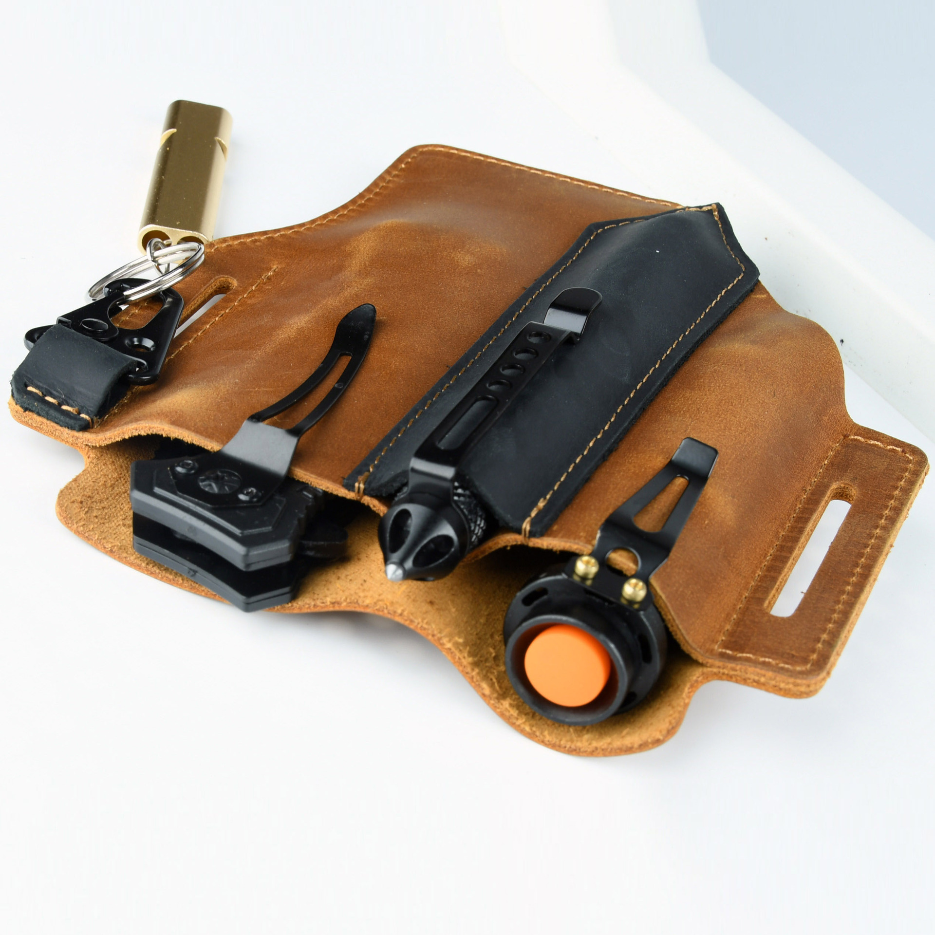 Men Travel Tactical Waist Bag  - Leather Edc. Carry Pouch บทวิจารณ์และราคา