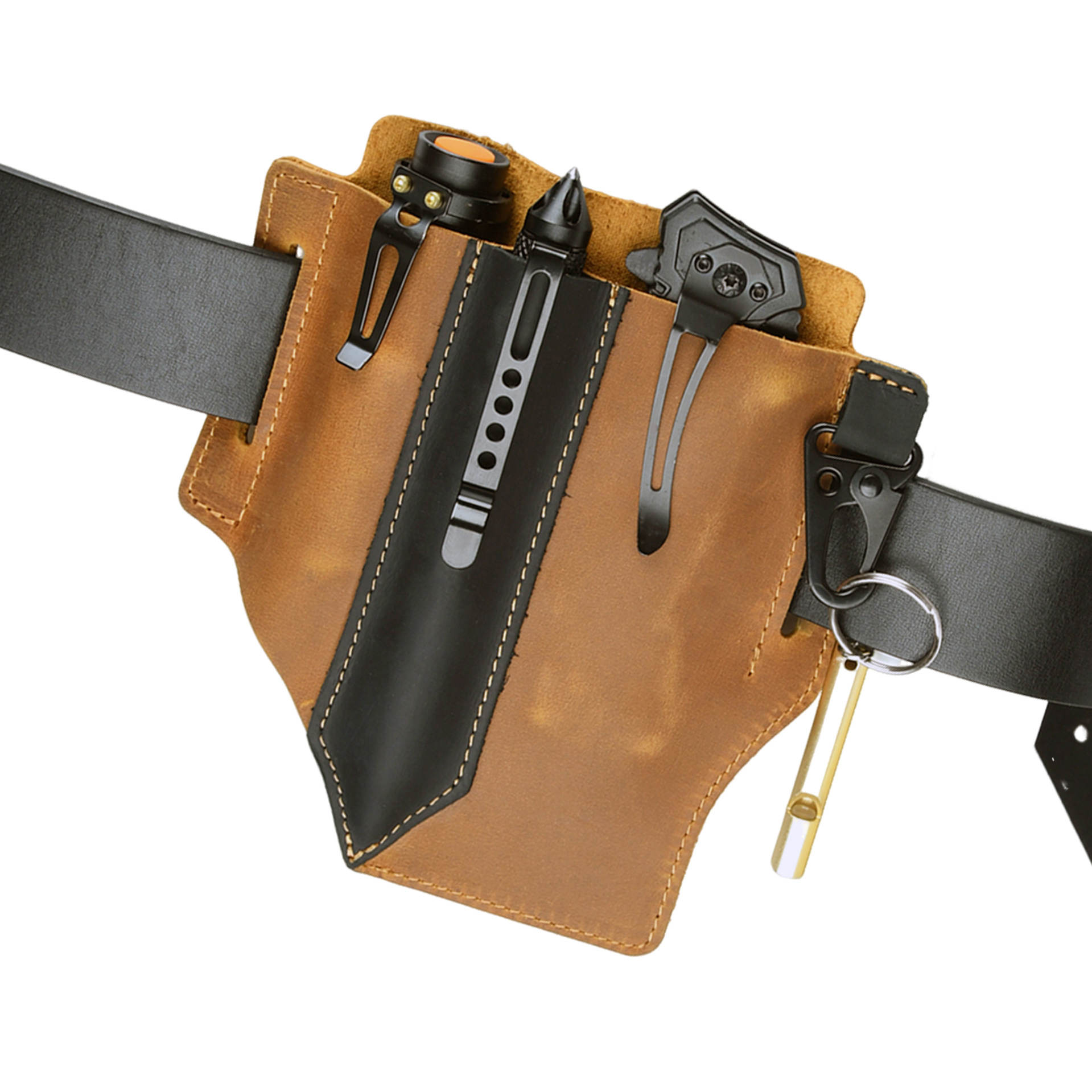 Men Travel Tactical Waist Bag  - Leather Edc. Carry Pouch บทวิจารณ์และราคา